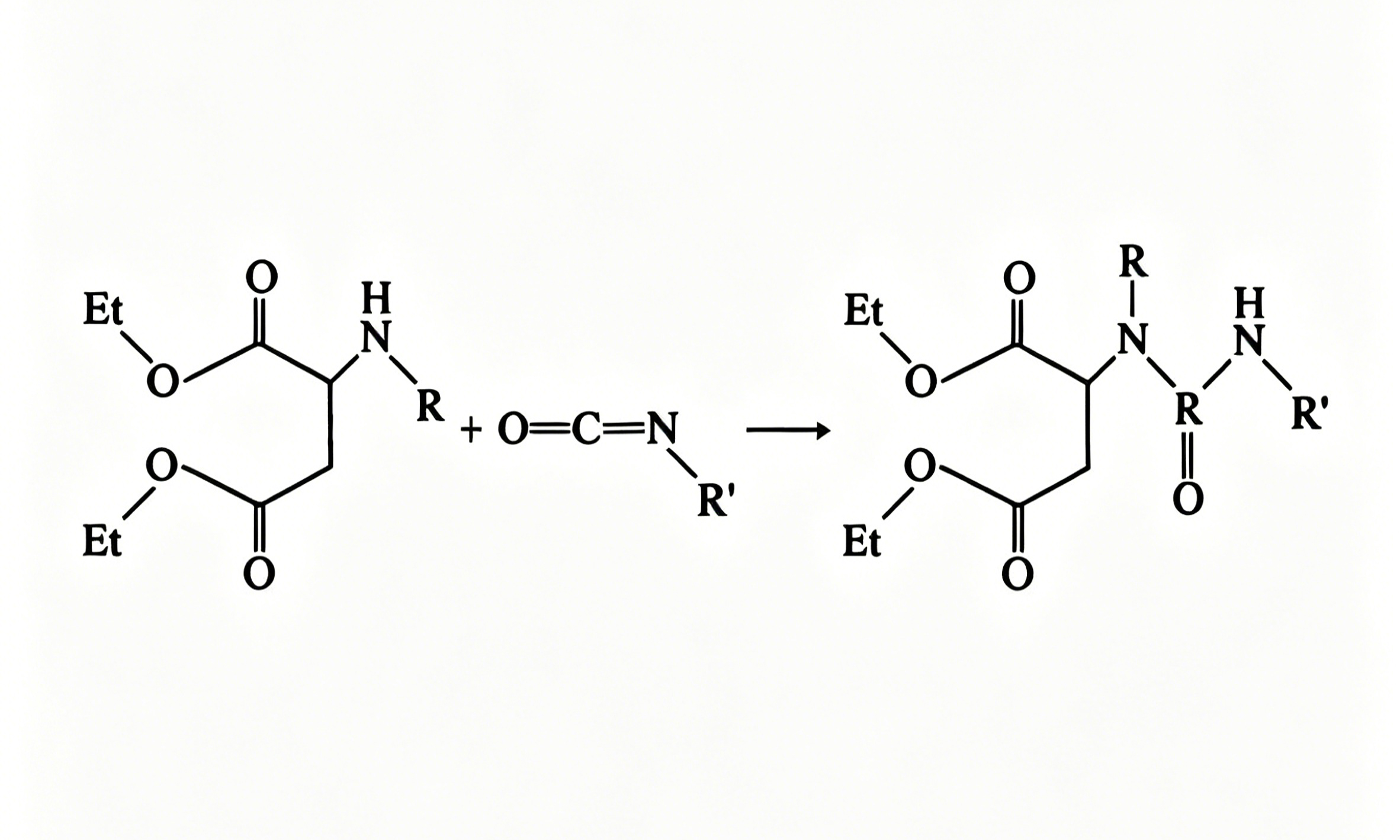 H&auml;rtungsreaktionsgleichung von Polyaspartic-Polyharnstoff